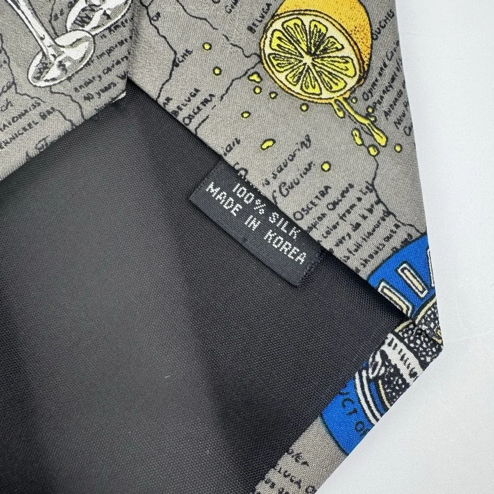 VTG Nicole Miller Caviar Cocktail Novelty Silk Tie 1995 Gray